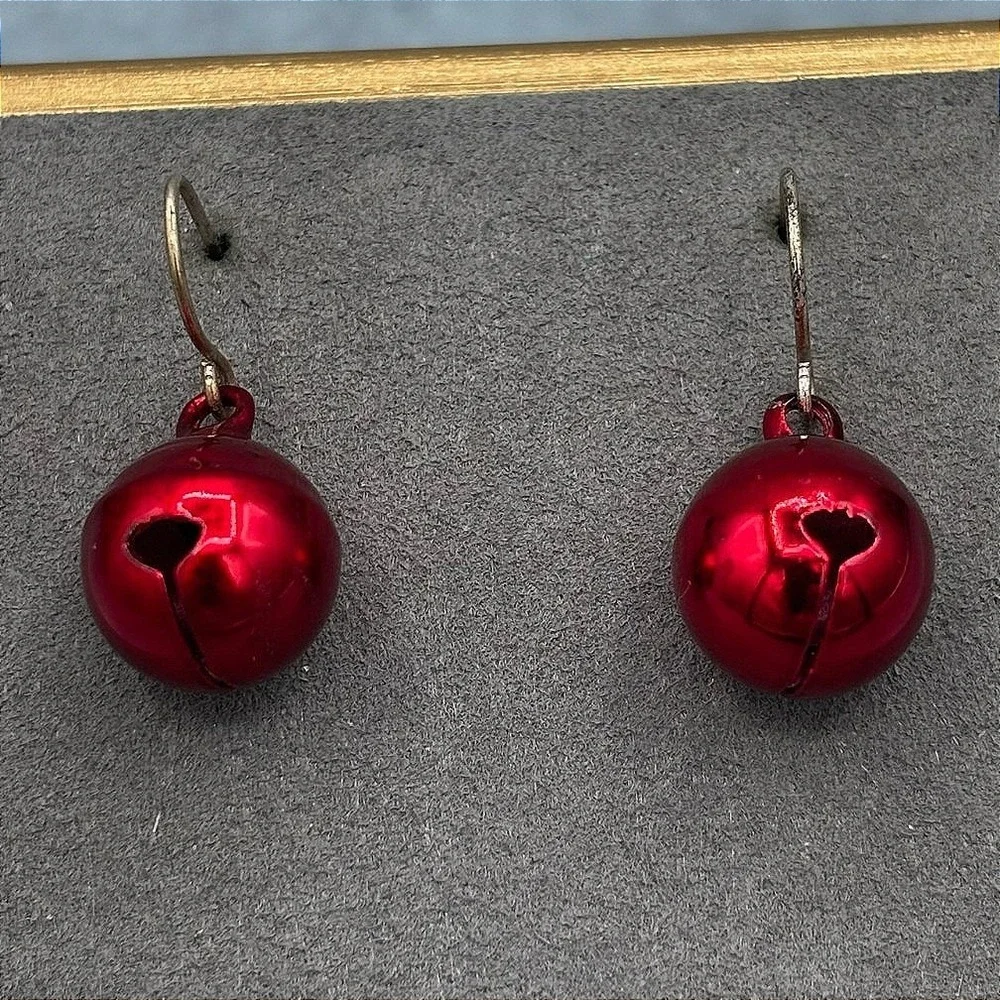 Vintage‎ Red Jingle Mini Christmas Ornament Collectible Bulb Dangle Earrings For
